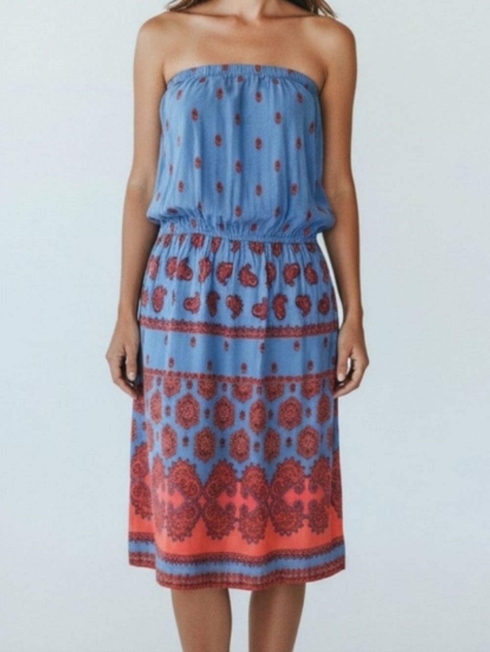 Old Navy Blue and Red Strapless Dress, LG